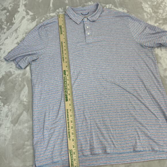 Faherty Shirt Mens XXL Blue Red Striped Movement Polo Stretch Performance Preppy - Picture 5 of 10
